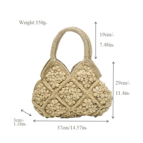Bolso de playa tejido floral para mujer miniatura 4