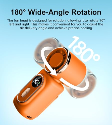 Image of Portable handheld small fan, with built-in fixed clamp, featuring 6-speed adjustable high-speed personal fan, LED display screen, rechargeable, suitable for use in makeup, travel, indoor and outdoor