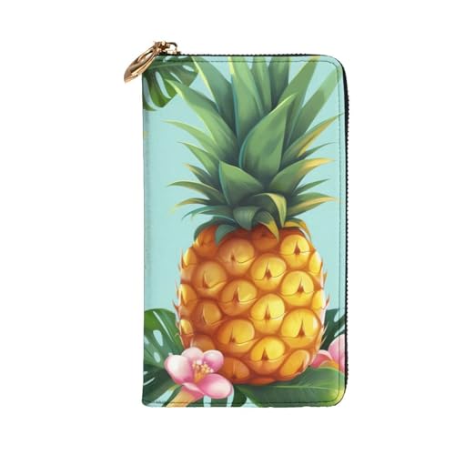 Tropical Pineapple Wallet for Men Women Long Purse Leather Clutch Large Business Handbag Travel Phone Holder Credit Card Holder Money Case with Zipper Leather Wallets Gift2