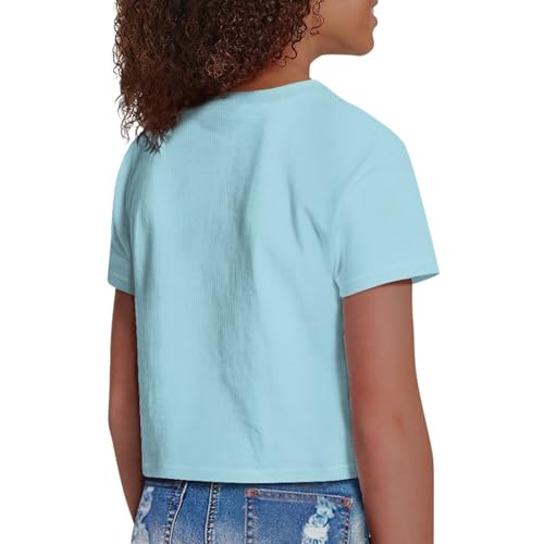 Image of Girls Fashion Crewneck Tee Shirts Casual Short Sleeve Crop Top Summer Outfits 5-14 Year