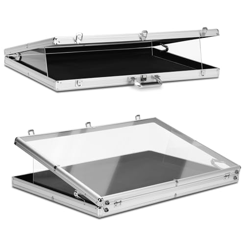 34"x22" Portable Trade Show Display Case for Trade Shows & Table Top Card Display Case – Aluminum Frame with Acrylic Side Panels for Easy Display(Sliver)