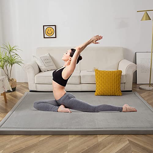 MAXYOYO Baby Play Mat, 1.2" Thick Memory Foam Soft Padded Carpet with Non-Slip Backing, 3x5 ft Japanese Tatami Rug Living Room for Kids, Toddler, Children, Nusery(Grey)