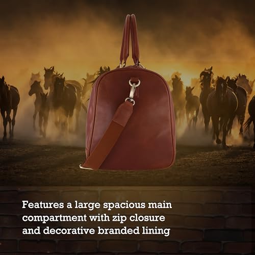 Yellowstone Duffel Bag, Dutton Ranch 21 Inch Carry On Genuine Leather Travel Bag with Shoulder Strap and Carry Handles, Brown4