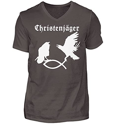 T-Shirt à col en V Generisch Christenjäger : Dites Adieu aux Hauts Déformés - Homme Gris M