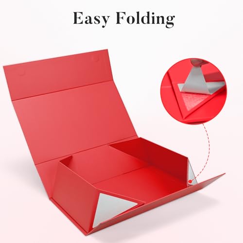 Image of LIFELUM Red Magnetic Gift Box for Christmas Presents, 14 inchx8.5 inchx4.5 inch