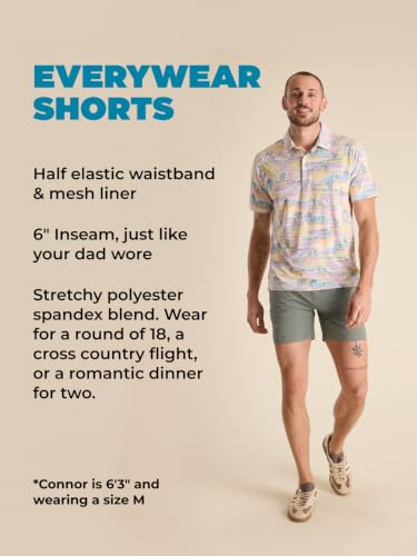 Image of Chubbies Everywear Men's Shorts - Mens Shorts Casual 6in Inseam, Elastic Waist, Water-Resistant, Zipper Pocket