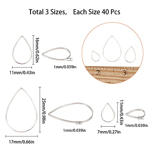 SUNNYCLUE 1 Box 120Pcs 3 Sizes Teardrop Linking Rings Earrings Beading Hoop Brass Metal Open Bezels Frame Charms for Earring Necklaces Findings Crafts Jewelry Making Supplies - Image 2