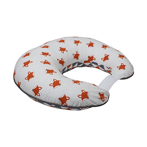 Bacati - Playful Fox Orange/Grey Nursing Pillow Cover Ultra-Soft 100% Cotton Fabric in a Fashionable Two-Sided Design, Fits All Hugster Nursing Pillows and Positioners (Nursing Pillow Cover ONLY)