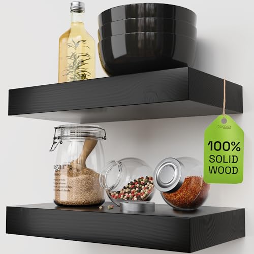 BAOBAB WORKSHOP Solid Wood Floating Shelves for Wall 12 Inch