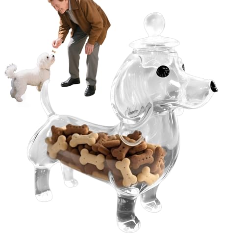 Tarro De Bocadillos Para Comida Para Perros - Almacenamiento De Alimentos De Vidrio, Lata De Bocadillos Con Forma De Animal | Dispensador De Galletas, Cocina, Hogar, Viaje, Almacenamiento Al Aire Libr