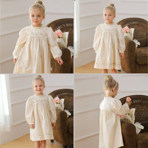 Curipeer Baby Girls Long Sleeve Flora Toddler Girls Cotton Casual Outfit Dress 12M-8Y3