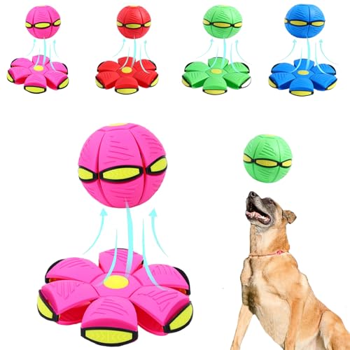 Magic Bouncing Ball Magic Meta Ball Magic Flying Saucer Bouncy Ball Flying Saucer Dog Toy for Interactive Play for Small and Large Dogs (Pink)