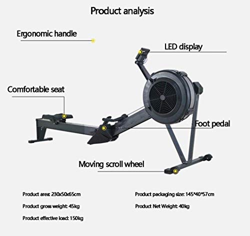 Image of Air Rowing Machine Home Use Foldable Resistance Adjustable Indoor Multi Functional Sports and Fitness Equipment Chain Drive System Super Smooth Slideway