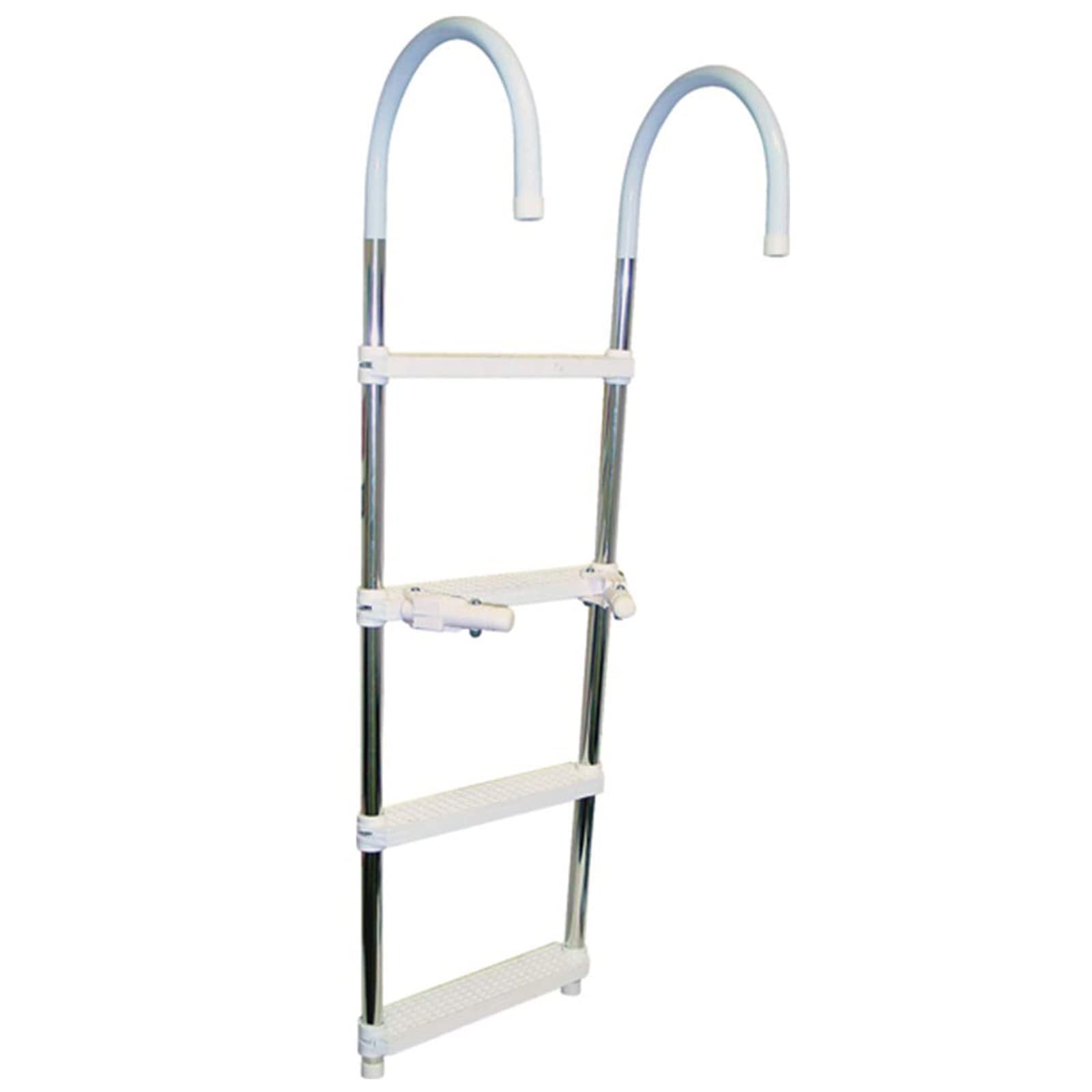 Scaletta per Barche in Alluminio con Gancio a 3/4 gradini, scaletta Portatile per Adulti per la Pesca, Canoa, gommone, Kayak, motoscafo, Portata 200 kg.