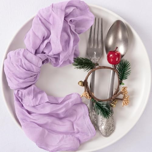 Image of MLMC 100 Pack Cheesecloth Napkins Bulk Dinner Cloth Napkins 21 inchx21 inch Boho Reusable Lavender Cloth Napkins in Bulk for Wedding Bridal Baby Shower Events Table Decor Lilac
