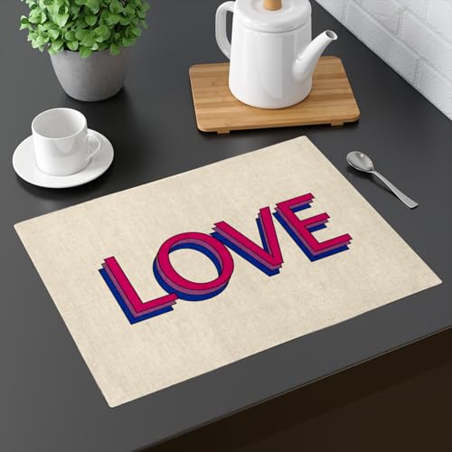 Set de table lin grand format antitache Pride LGBT Bi Love