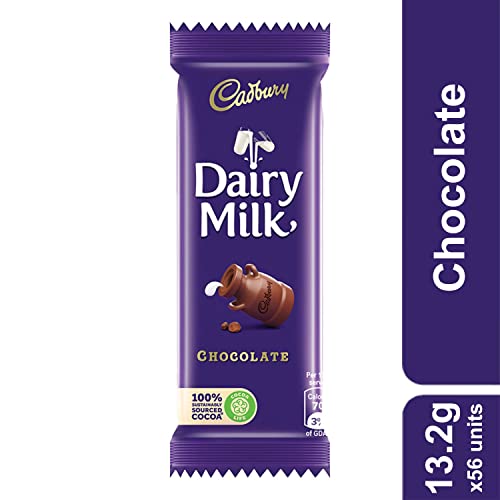 Image of Cadbury Dairy Milk Chocolate Bar, 13.2gram (Pack of 56)