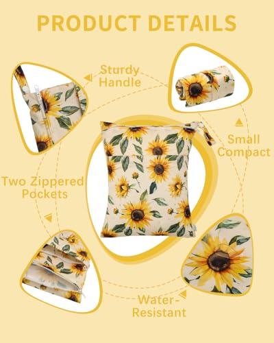 Image of babygoal Wet and Dry Pockets for Baby Nappies, Washable Travel Bags, Beach, Pool, Gym Bag for Swimsuits and Wet Clothes, with Two Zip Pockets, Girl colour: 43, 30cm x 36cm, Wet and Dry Bag