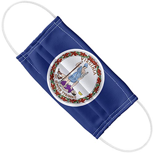 Virginia Flag 1-Ply Reusable Face Mask Covering with Adjustable Nose Wire, Unisex