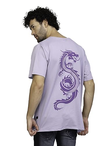 Image of Rigo Back Printed Half Sleeves Round Neck Oversized T-Shirt for Men | Drop Shoulder T-Shirt for Men | Loose Baggy Fit T-Shirt for Men