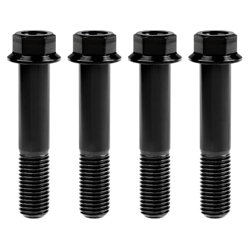 Image of Titanium Bolt M12 30 35 40 45 50 55 60 65 70 75 80 85 90mm Hex Small Flange Head for Motorcycle Car Modification Pack of 4 (M12x60mm Pitch 1.5, Black)