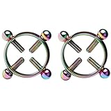 2pcs Fake Nipple Rings For Women，Surgical Steel Nipple Rings Cubic Zirconia Body Piercing Jewelry Shield Barbell Ring Bar Body No Piercing Jewelry For Women (Colorful-A 2pcs, Stainless Steel)