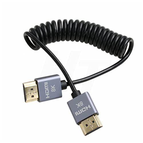 HangTon HDMI 8K 4K 60fps Cable Thin Coiled for ATOMOS Shinobi Ninja V Portkeys BM5 FEELWORLD BMPCC 4K Monitor ZCAM Sony A7IV Can