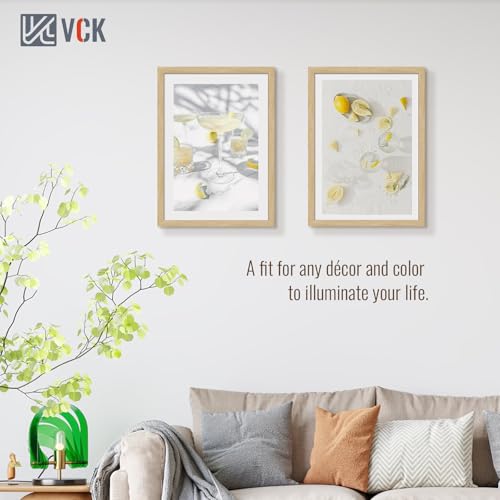 Image of VCK 20x28 Poster Frame Solid Wood Natural 3 Pack Picture Frames 20 x 28 Inches with Wall Mounting Hanging
