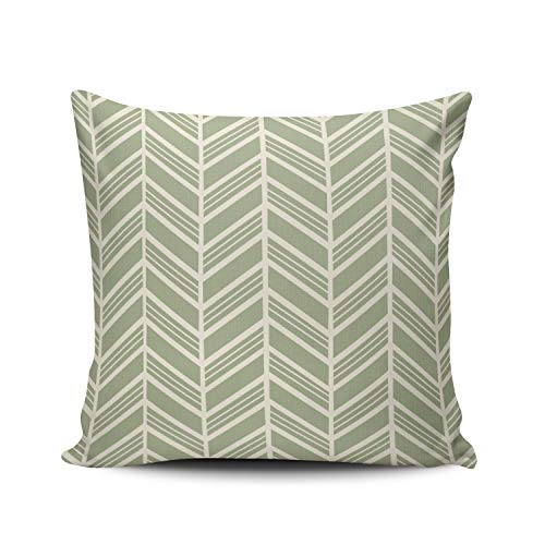 Onging Decorative Throw Pillow Case Green And White Herringbone Sage Pillowcase Cushion Cover One Side Design Printed Square Size 18 X 18 Inch #TOP7