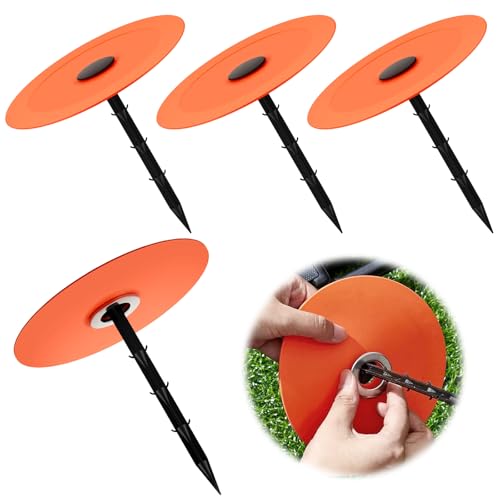 Leriton 3 Set Survey Markers Stakes 5.9 x 6.3 Inch Large Plastic Survey Stakes Low Profile Property Line Markers Garden Ground Boundary Marker, Orange