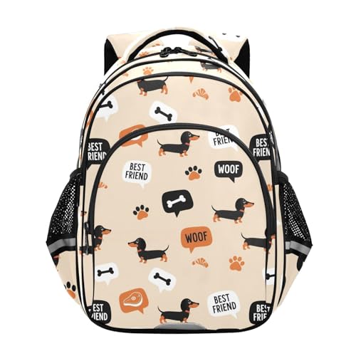 Emelivor Dogs Bones Yellow Kids Backpack School Backpacks Toddler Backpack Bookbag Book Bag for Kids,S