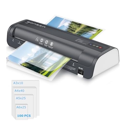 BONSEN Plastificatrice A3 con Tecnologia Anti-Blocco, 100 Fogli (50 x A4, 25 x A5, 25 x A6), Controllo di Temperatura NTC Preciso, 13 Pollici Plastificazione Rapida per Casa, Scuola e Ufficio, L3402