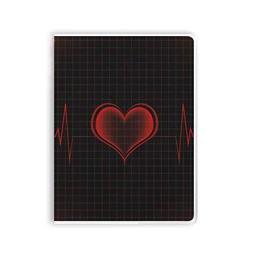 Carnet de notes couverture souple motif cœur ECG bloc-notes 160 pages A5