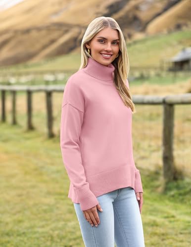 Image of Zeagoo Women's Turtleneck Sweater 2026 Fall Winter Chunky Knitted Pullover | High Low Hem Trendy Basic Jumper Top, Long Sleeve Casual Knit Pullover 2026, Fall Fashion Outfits, Winter Clothing for Women