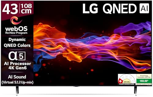 Image of LG 108 cm (43 inches) QNED-75 Year 2024 Edition 4K Ultra HD (3840x2160) Smart WebOS QNED TV 43QNED75SRA (Black)