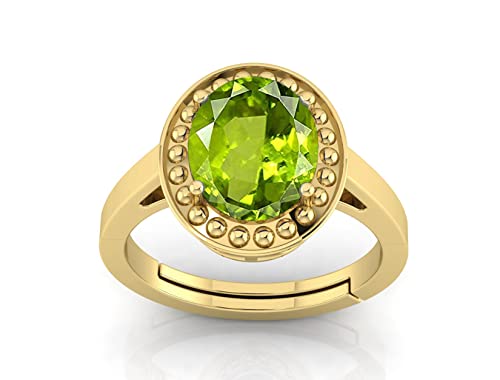 Bague réglable péridot vert naturel 5,60 carats, bijou mixte ajustable 6,25 Ratti