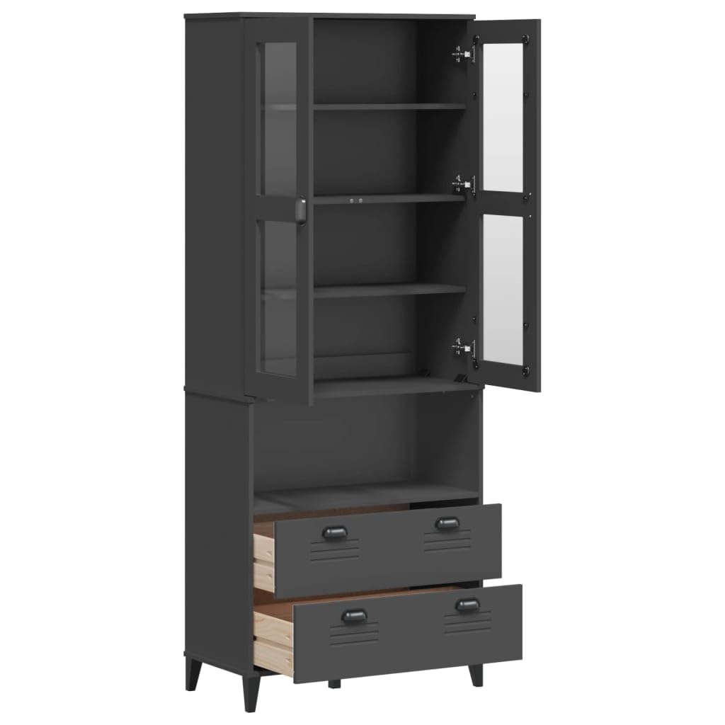 Buffet haut VIKEN en bois de pin gris anthracite 80 x 40 x 200 cm