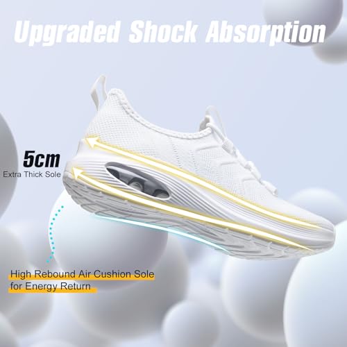 Image of Wide Toe Box Shoes Women Extra Wide Width Sneakers Air Cushion Road Running Shoes Ultra Light Tennis Gym Workout Training Shoes Breathable Walking Shoes with Arch Support