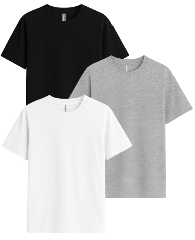 Image of Sleepynuts Women's S to 3XL Premium Half Sleeve Round Neck Plain Combed Cotton Tshirt Pack of 3 Loose Fit T-Shirts Combo