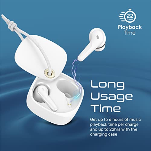 Image of Promate Bluetooth Earbuds, Ergonomic-Fit True Wireless ENC Headphone with 4 Built-in Noise Cancelling Mics, 22h Playtime, 300mAh Charging Case and Smart Touch-Control FreePods-3 White