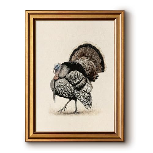 Bzstyleart Vintage Wall Art Decor for Living Room Sketch Turkey Thankgiving Wall Art Canvas Picture Bedroom Decor Aesthetic Rustic Autumn Harvest Bird Artwork Thanksgiving Holiday 12 x 16 Inch