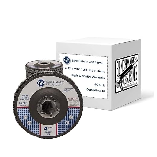 Benchmark Abrasives 4.5" x 7/8" Premium High-Density Jumbo Zirconia Type 29 Flap Discs for Sanding, Stock and Rust Removal, Finishing, Grinding, Deburring (10 Pack) - 40 Grit