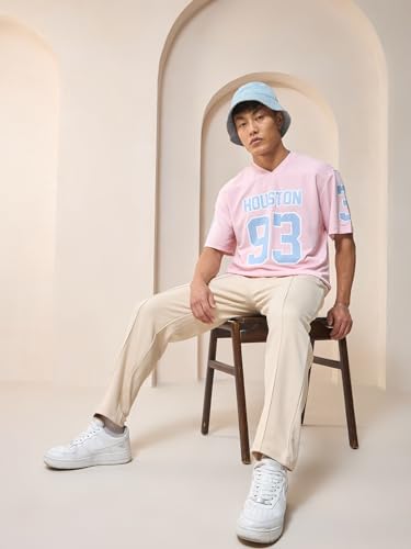 Image of Bewakoof Men's Solid Regular Fit Cotton Blend Track Pants