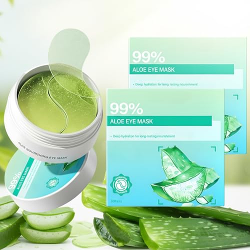2 Pack Aloe Vera Eye Mask – 60 Pairs, 120pcs | Soothing & Hydrating Eye Gel Patches for Dark Circles & Puffiness, Gentle Eye Care for Sensitive Skin