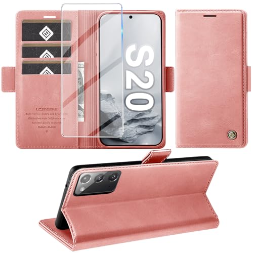 Protection Samsung Galaxy S20 film écran verre étui cuir silicone rose 6,2"