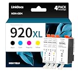 LinkDocs 920XL Ink Cartridge Combo Pack Compatible Replacenent for HP 920 XL Used with HP Officejet 6000 6500 6500A 7000 7500A 7500 Printers (4 Pack, 1 Black, 1 Cyan, 1 Magenta, 1 Yellow)