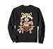 cute kawaii racoon eating ramen noodles foodie asian food Sweatshirt