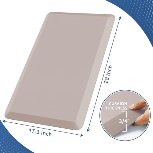 Image of KitchenClouds Kitchen Mat Cushioned Anti Fatigue Kitchen Rug 0.8inch Waterproof Non Slip Kitchen Rugs and Mats Standing Desk Mat Comfort Floor Mats for Kitchen Sink Office (17.3 inchx28 inch,Khaki)