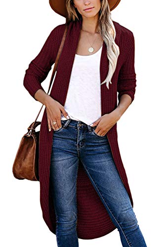 Jayscreate Women's 2024 Open Front Cardigan Sweaters Two Ways to Wear Chunky Knit Lightweight Long Sleeve Cardigan