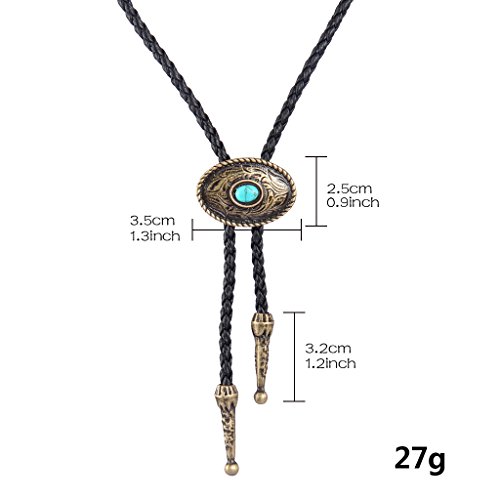 Image of Western Black Bolo Tie for Men and Women,Native American Leather Bolo Tie String